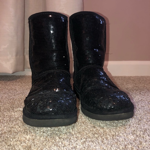 Black Sequin Uggs (Classic Short Cosmos Sequin) - Picture 5 of 7